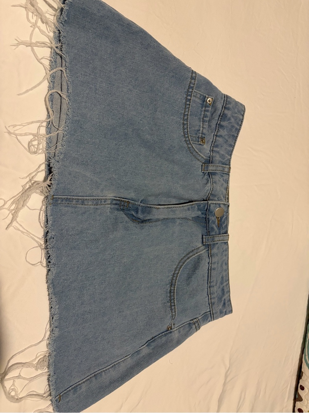 SHEIN Frayed Denim Jean Shorts in Blue EU 38